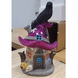 National Tree Company 10 in. Purple Hat Haunted House with LED Lights NEW OS